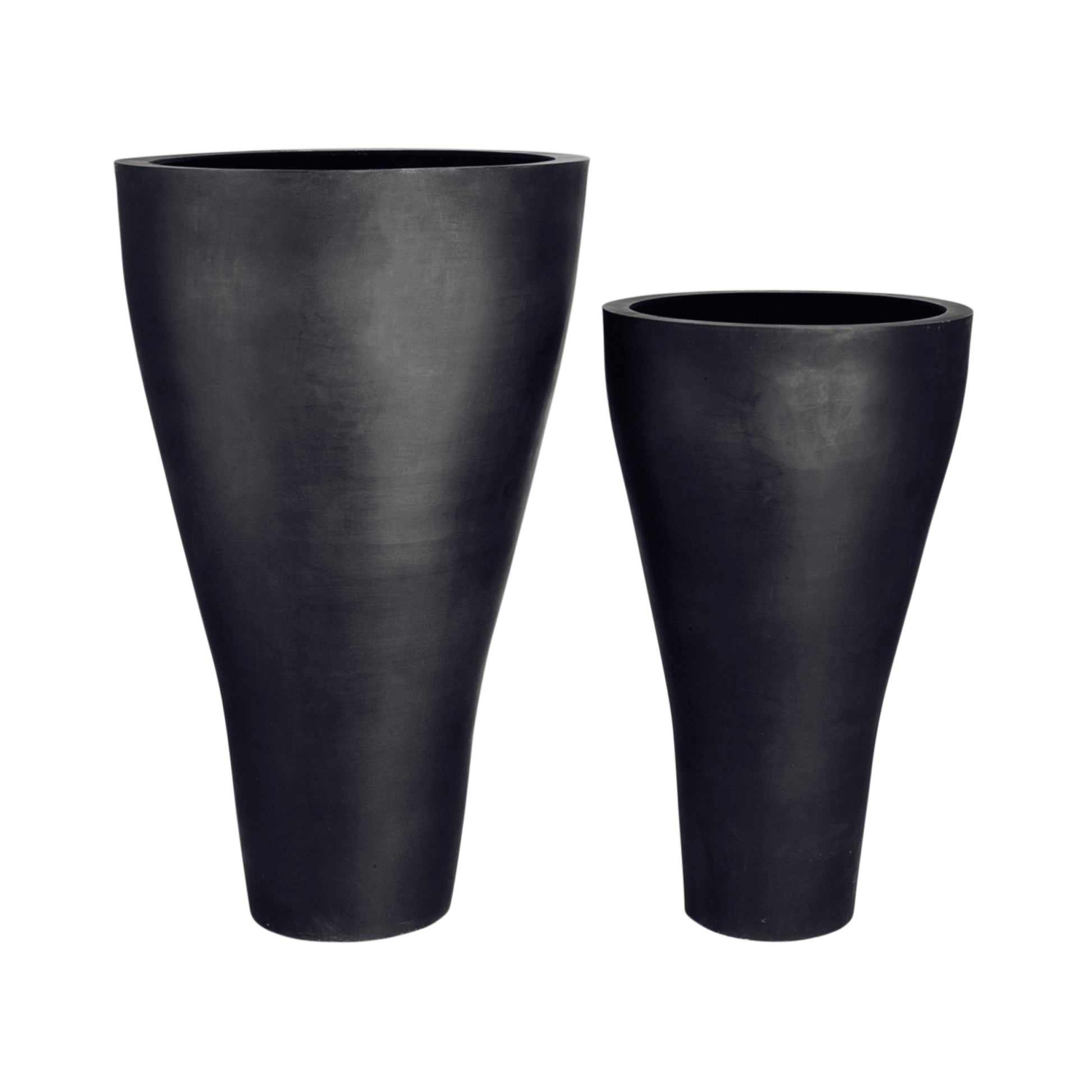 Blumentopf konisch in Schwarz, perfekt für stilvolle Außenbereiche wie Terrassen, Gärten und Eingangsbereiche. Diese hohen Blumenkübel mit ihrer eleganten, nach unten verjüngten Form bieten eine besondere Optik und setzen moderne Akzente. Sie sind ideal für hohe Pflanzen oder dekorative Arrangements und bestehen aus wetterfestem Material, das für Langlebigkeit und Stabilität sorgt. Ihr minimalistisches Design fügt sich harmonisch in jede Umgebung ein.