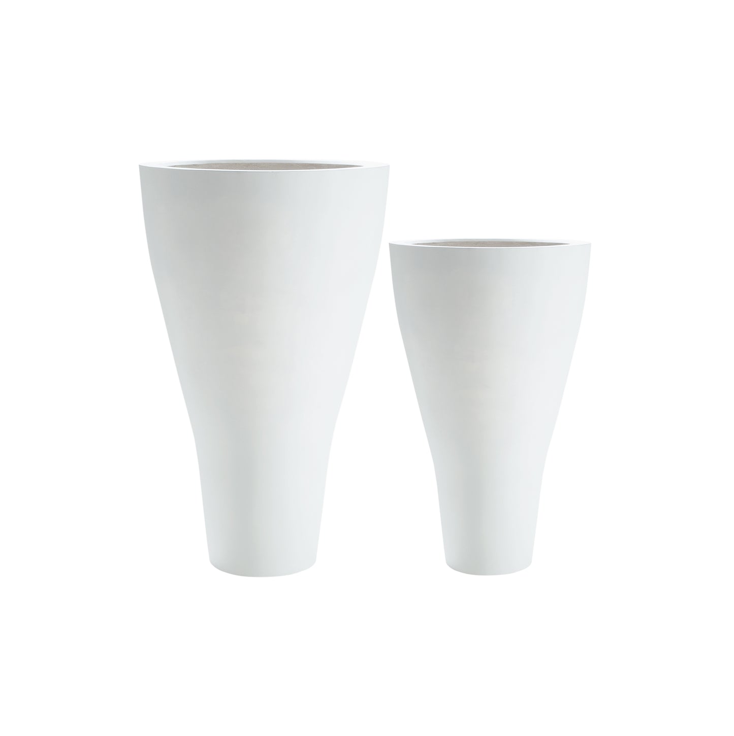 Blumentopf konisch in Weiss, ideal für Gärten, Terrassen und Eingangsbereiche. Diese eleganten Blumenkübel mit ihrer schlanken, nach unten zulaufenden Form setzen stilvolle Akzente und eignen sich perfekt für hohe Pflanzen oder Ziergräser. Dank des wetterfesten und langlebigen Materials sind sie optimal für den Außenbereich geeignet. Ihr modernes Design fügt sich harmonisch in jede Umgebung ein und verleiht dem Außenbereich eine exklusive Optik.