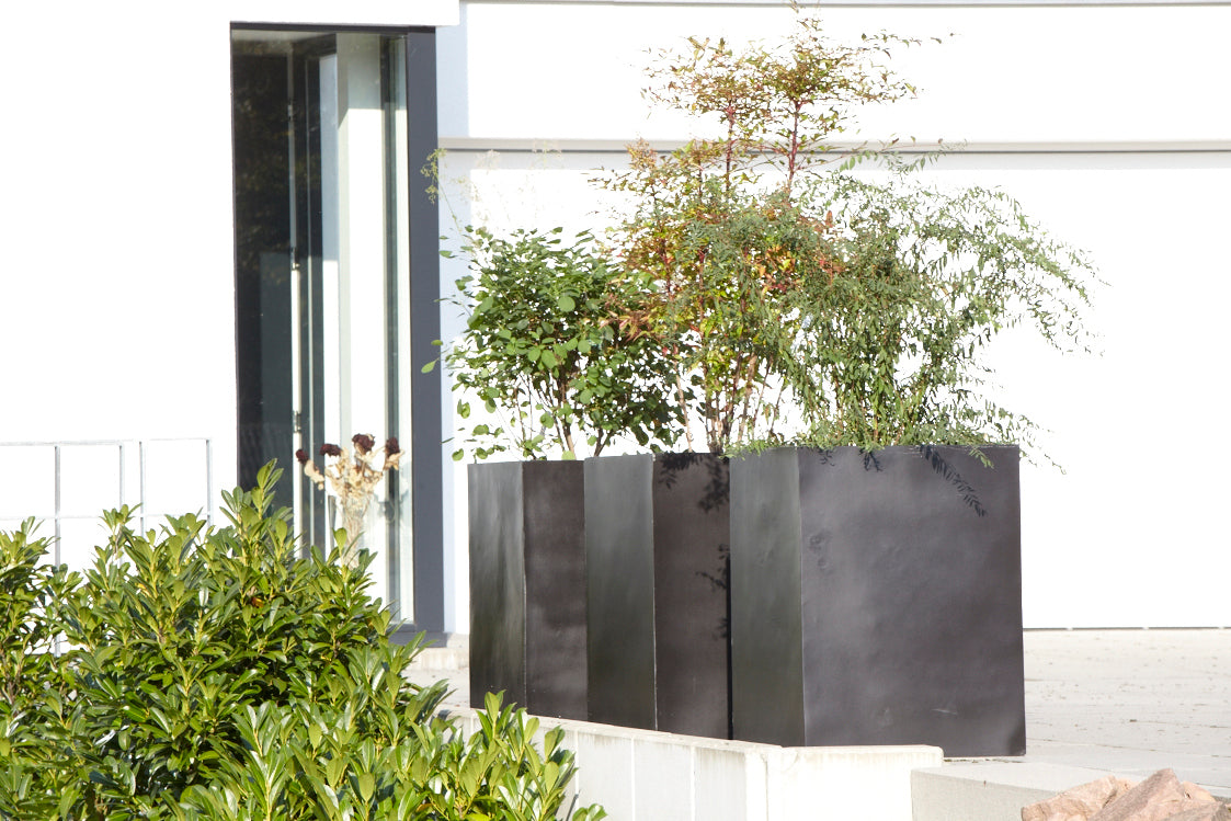 Blumentopf rechteckig in Schwarz, perfekt für moderne Außenbereiche wie Terrassen, Gärten und Eingangsbereiche. Diese großen Blumenkübel bieten ausreichend Platz für verschiedene Pflanzenarten und eignen sich hervorragend als dekoratives Element oder Sichtschutz. Ihr schlichtes, rechteckiges Design sorgt für eine elegante Optik, während das wetterfeste Material für Langlebigkeit und Stabilität im Außenbereich sorgt. Ideal für eine stilvolle Begrünung.