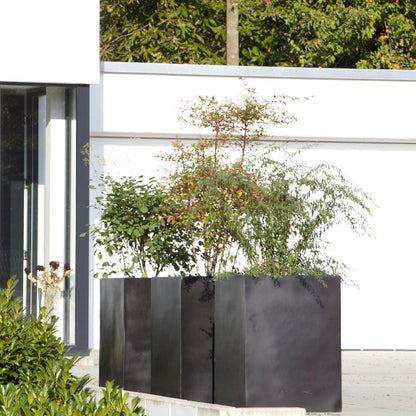 Blumentopf rechteckig in Schwarz, ideal für großzügige Terrassen, Gärten und Eingangsbereiche. Diese großen Blumenkübel bieten eine stilvolle Möglichkeit, Pflanzen dekorativ zu präsentieren und als Sichtschutz zu nutzen. Ihr modernes, rechteckiges Design fügt sich harmonisch in minimalistische Architektur ein. Die wetterfeste und langlebige Bauweise macht sie perfekt für den Außenbereich, wo sie sowohl funktionale als auch ästhetische Akzente setzen.